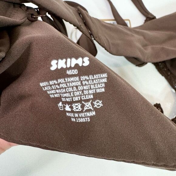 Skims Bra Womens Size 46DD Brown Cocoa Fits Everybody Lace Innerwear NWT - Picture 5 of 6